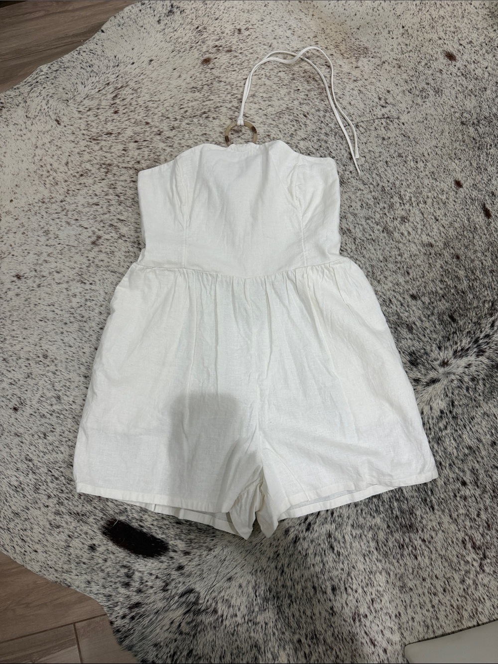 Old Navy ivory Halter Romper with Ring Accent